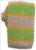 Unbranded Hooped Green/Silver Silk Knitted Tie by KJ Beckett