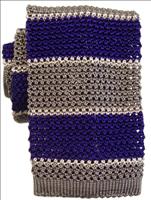 Unbranded Hooped Purple/Grey Silk Knitted Tie by KJ Beckett