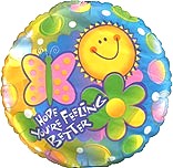 The perfect balloon to express your `Get Well` wishes with `Hope You`re Feeling Better` printed