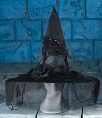 Unbranded Horror Hat - Deluxe Witch with Veil / Black Rose