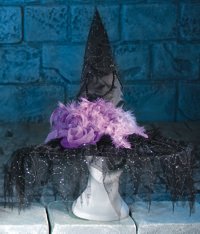 Unbranded Horror Hat - Deluxe Witch with Veil / Purple Rose