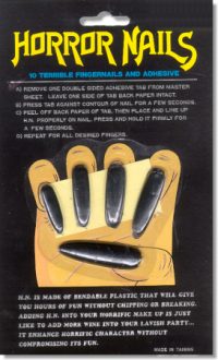 False nails which stick onto your own.  Very long and effective for any horror costume or dramatic