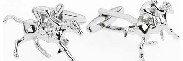 Do you enjoy the Races. these novelty cufflinks featuring a horse and jockey design will add a touch of fun to any outfit. Supplied gift boxed. these cufflinks are a great self-purchase or an ideal present. Base metal. Size 16 x 20mm. EAN: 5051529119