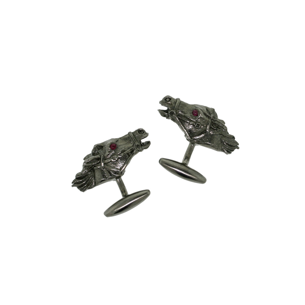 Unbranded Horse Head Cufflinks - Black and Ruby