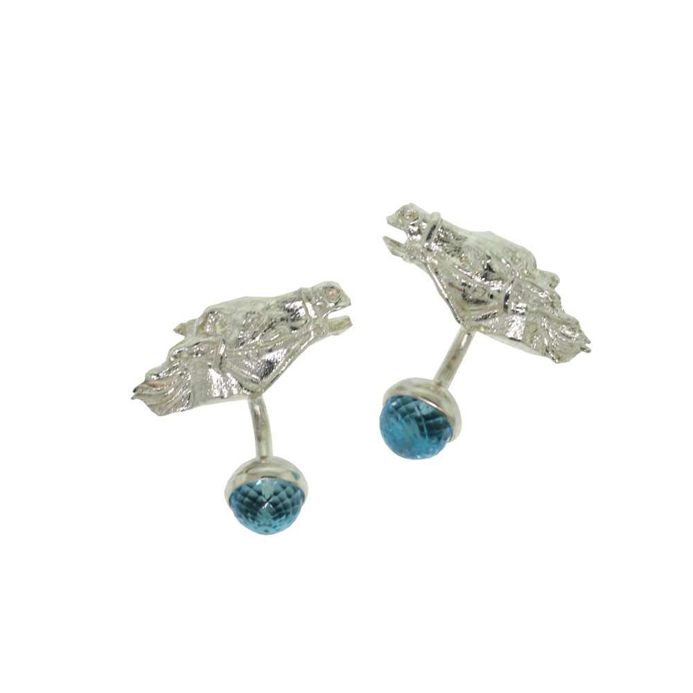 Unbranded Horse Head Cufflinks - Silver and Topaz