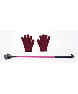 Horse head shaped handle feature, pink braid covered polycarbonate rod.Pair of pink one size fits al