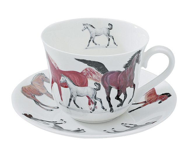Unbranded Horses Galore Cup and Saucer Set Personalised