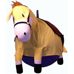 Simply superb space hopper racing set. The two large child / adult sized space hoppers come with hor