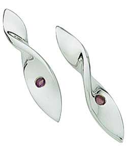 Unbranded Hot Gems Sterling Silver Amethyst Twist Earrings