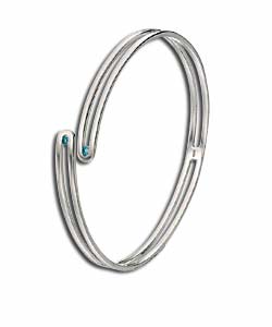 Hot Gems Sterling Silver Blue Topaz Bangle