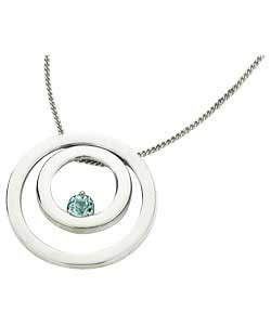 Unbranded Hot Gems Sterling Silver Blue Topaz Double Circle Pendant