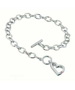 Hot Gems Sterling Silver Bracelet with Heart and Pink Stone