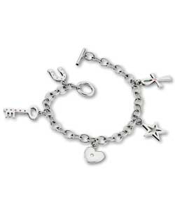 Hot Gems Sterling Silver Charm Bracelet