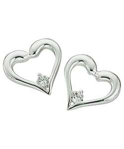 Unbranded Hot Gems Sterling Silver Cubic Zirconia Heart Earrings