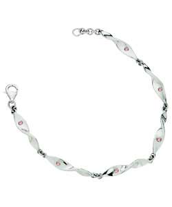 Unbranded Hot Gems Sterling Silver Pink Cubic Zirconia Bracelet