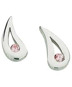 Unbranded Hot Gems Sterling Silver Pink Cubic Zirconia Studs