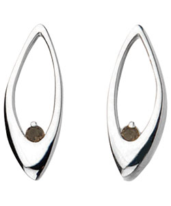 Hot Gems Sterling Silver Smokey Quartz Wing Earrings