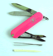 Classic Pocket Knife (58mm):  Thin Blade  Toothpick  Nail File and Nail Cleaner  Keyring  Tweezers