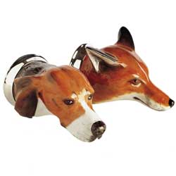 Fox Stirrup Cup Hand painted and signed by the art