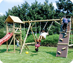 Houtland Playtower with Double Swing & Climbing