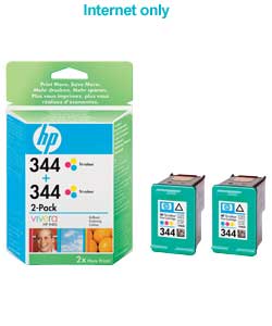 Unbranded HP 344 Tri-colour Inkjet Print Cartridge 2 pack Vivera Ink