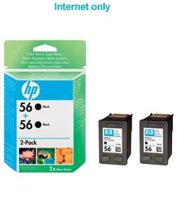 Unbranded HP 56 Black Ink Cartridge - Pack of 2