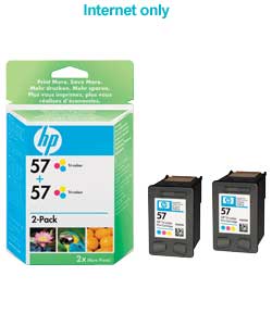Unbranded HP 57 Tri-Colour Ink Cartridge - Pack of 2