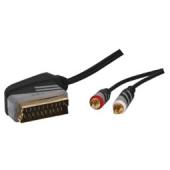 Unbranded HQ 1.5m Scart to Twin RCA Cable Gold Plated