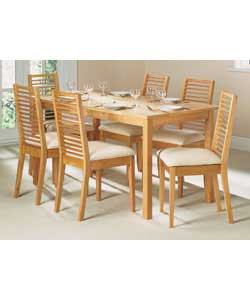 Hunsbury Beech Effect Dining Table and 6 Dining Chairs
