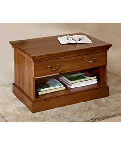 MDF and chipboard with walnut effect foil. Wrap around scotia and plinth.1 drawer with metal runners