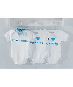 Unbranded I Heart Blue Sleepsuits - 3 to 6 Months