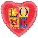 i love you squares message foil balloon