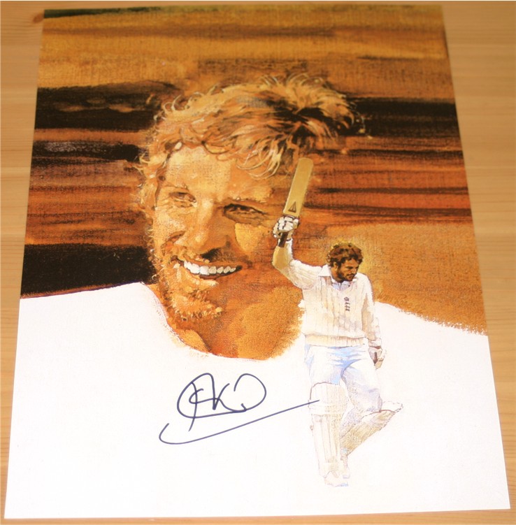 IAN BOTHAM SIGNED 12 x 9 INCH COLOUR PRINT