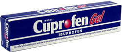 Gel containing Ibuprofen 5% w/w. Relief of rheumat