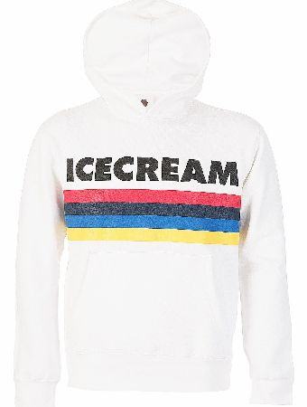 Unbranded Ice-Cream Front Bar Panel Hooded Top White