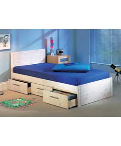 Whitewash pine storage bed.3 storage drawers on ca