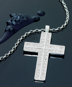 Ice Sterling Silver Cubic Zirconia Cross Pendant
