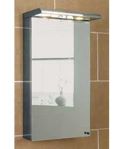 Stainless steel with bright polished chrome finish.2 lights.2 internal shelves.Requires wiring.IP44 