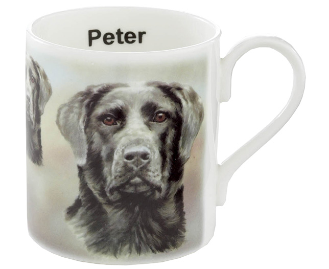 Unbranded Illustrated Dog Bone China Mug - Black Labrador