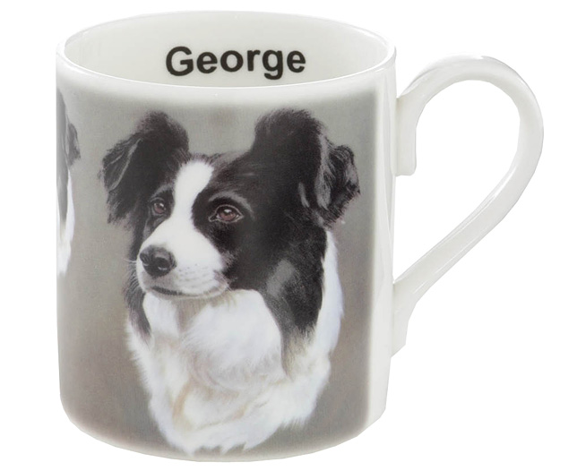 Unbranded Illustrated Dog Bone China Mug - Border Collie