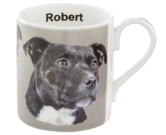 Unbranded Illustrated Dog Bone China Mug - Staffordshire Bull Terrier Black