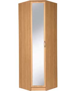 Unbranded Impressions 1 Door Mirrored Corner Wardrobe - Oak