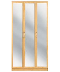 Unbranded Impressions 3 Mirror Door Wardrobe - Beech