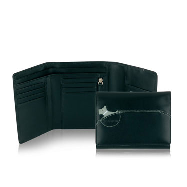 A smooth leather medium sized wallet with an internal zip pocket to hold coins eight credit card hol