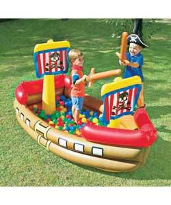 Inflatable Pirate Ship can be used as either a ball pool or paddling pool. Repair patch
