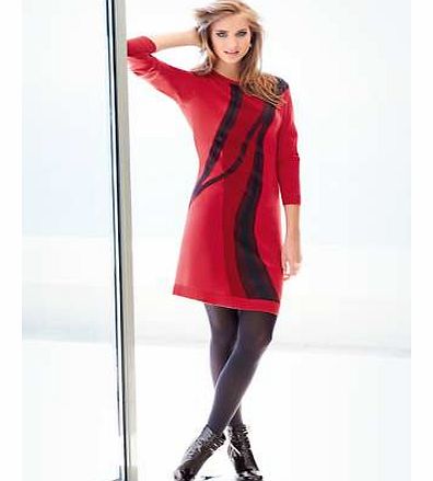 A real figure flattering look, this designer style intarsia knit dress is an excellent buy. The perfectly coloured knit is a real eye catcher. Feminine and stylish with scoop neckline and long sleeves. Dress Features: Washable 55% Cotton, 45% Viscose