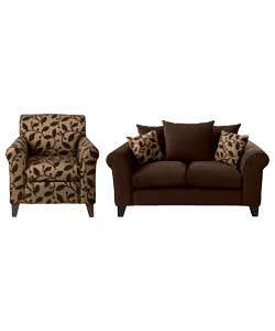 Unbranded Iona Large Sofa and Accent Chair - Chocolate