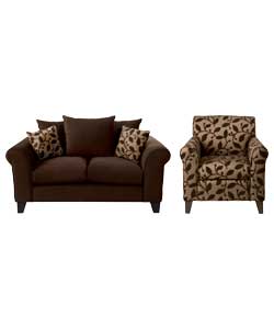 Unbranded Iona Regular Sofa and Accent Chair - Chocolate