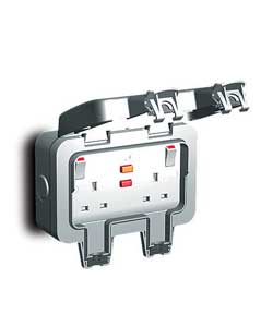 Unbranded IP Rated Weatherproof RCD Double Switched Socket