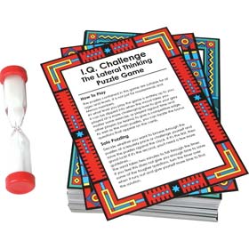 The box contains 100 giant colour-illustrated cards each with a baffling puzzle that requires